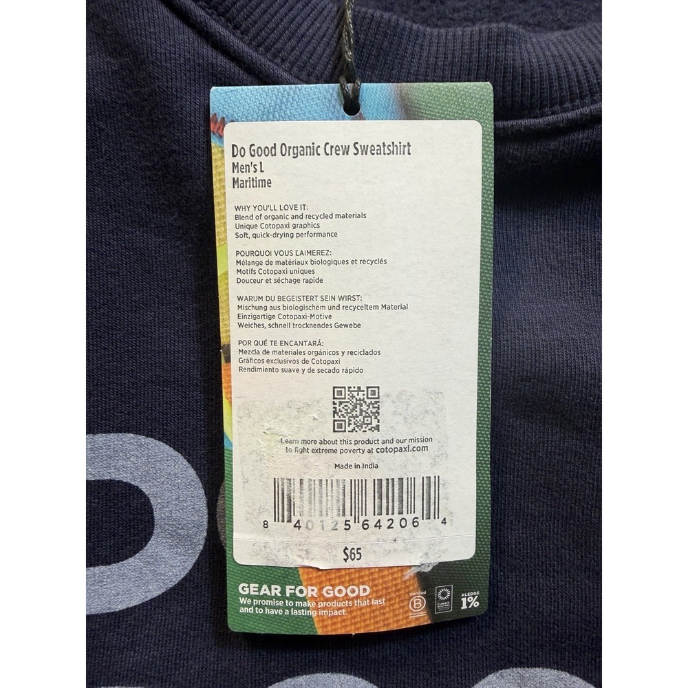 Cotopaxi Men's  Do Good Crew Sweatshirt Size Large Maritime Navy NEW - Picture 5 of 7